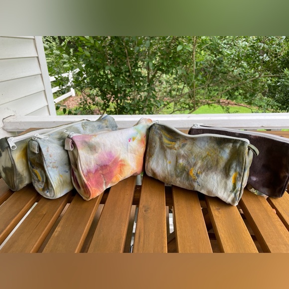 Pansy Bouquet: One of a Kind Ice Dyed Canvas Pouch - Makeup Bag - Pencil Case - Picture 7 of 8